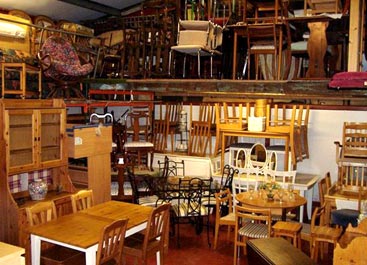 Stacks of tables and chairs